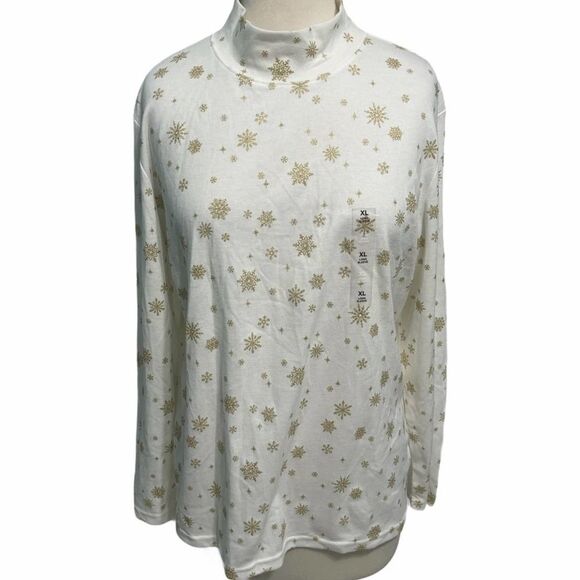 Karen Scott Snowflake Mock‎ Neck Top White XL - Picture 12 of 12